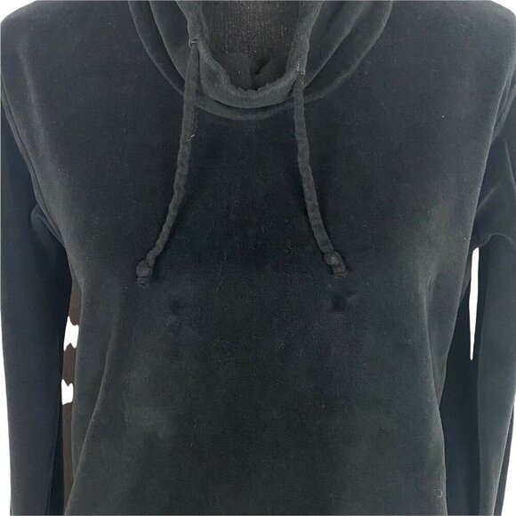 J Jill PURE JILL Pullover Velour Hoodie Sweatshirt Long Sleeve Black XS 46-2 - Picture 12 of 12